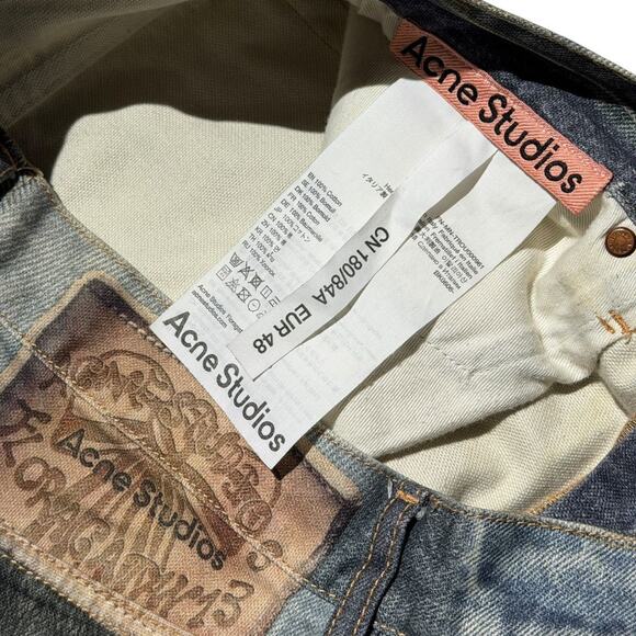 Trompe l'Oeil “Leather” Chaps printed Jeans - Picture 4 of 5